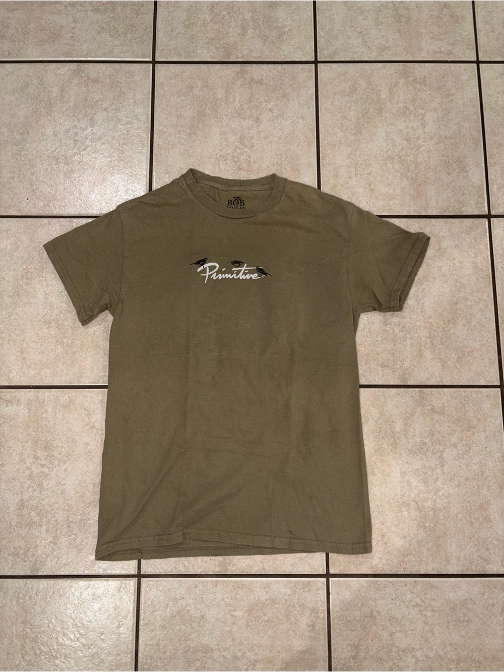 Primitive Bob Marley Men’s Olive Graphic T‑Shirt